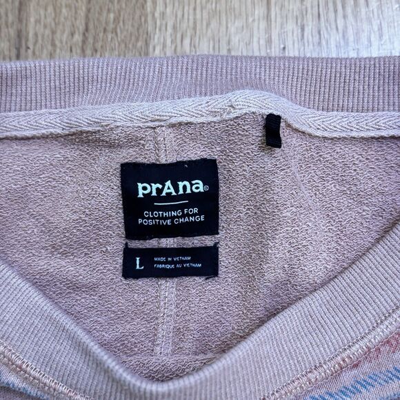 prAna Women’s Cozy Up Suncation Top Pink Sand Multi Stripe Relaxed Hemp L EUC - Picture 6 of 16
